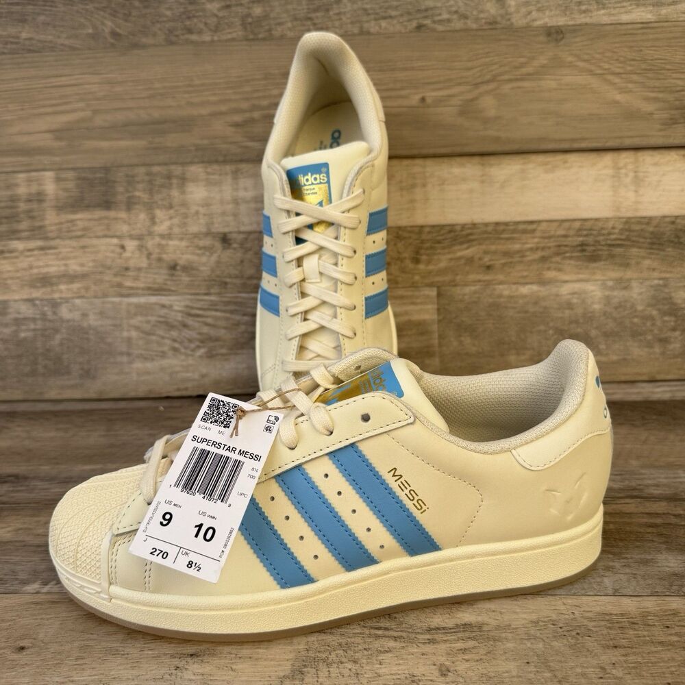Adidas Superstar Messi Argentina Cream White Blue JQ1256 Size Us Men’s 9 New